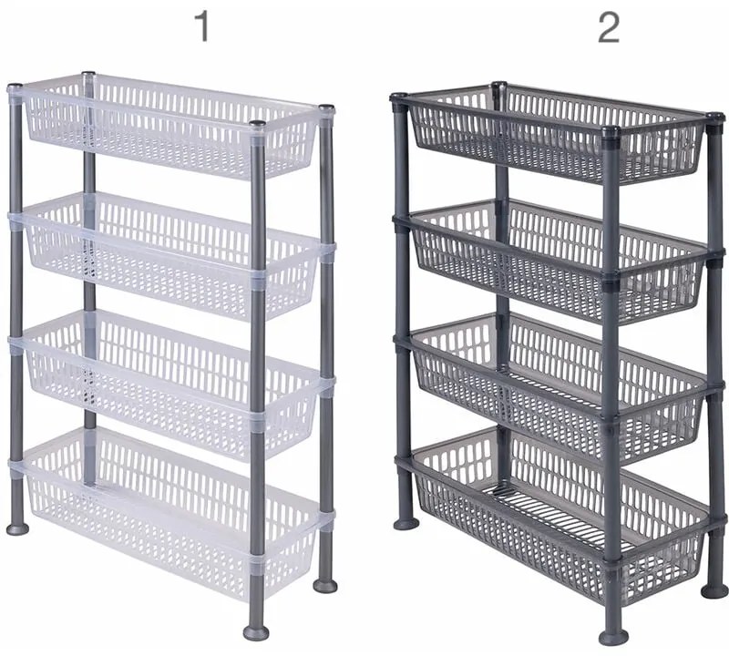 Orion Úzká komoda s košíky, regál, 4 patra, šedý, SLIM-INVA