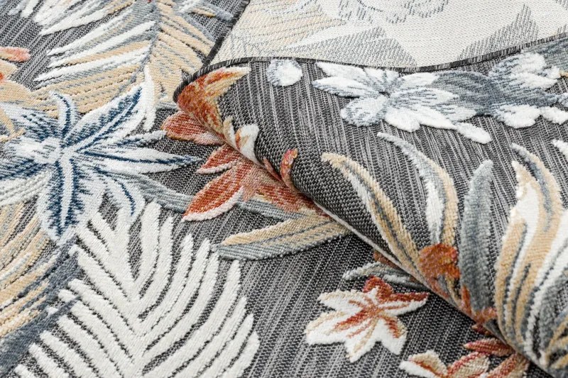 Dywany Łuszczów, Kusový koberec Botanic 65262 flowers black – na von aj na doma, 137x190, viacfarebná, chodba / predsieň