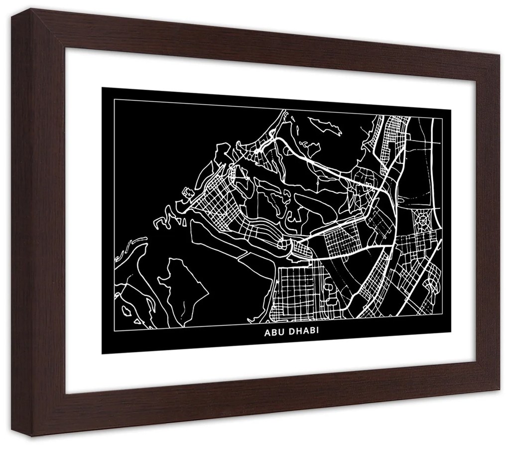 Gario Plagát City plan Abu Dhabi Farba rámu: Bez rámu, Rozmery: 100 x 70 cm