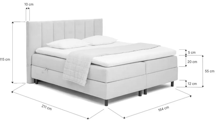 Sivá boxspring posteľ s úložným priestorom 160x200 cm Elva Bold Line – Bonami Selection