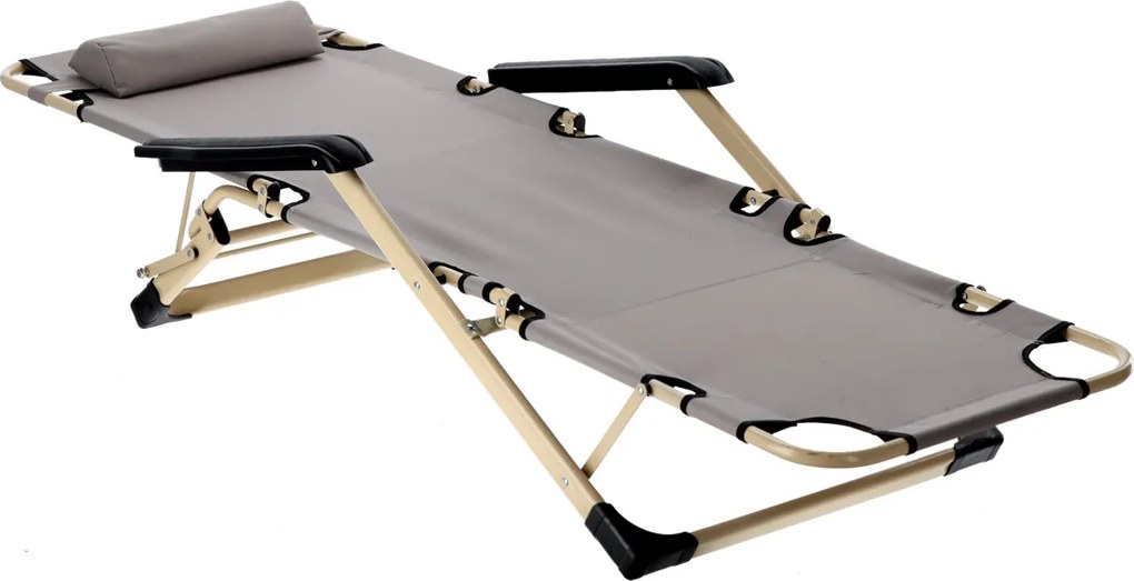 SKLADACIA ZÁHRADNÁ STOLIČKA S POLŠTÁROM, ŠEDÁ *6889