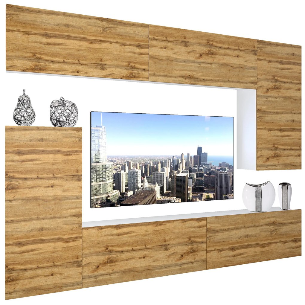 Obývacia stena Belini Premium Full Version dub wotan + LED osvetlenie Nexum 132