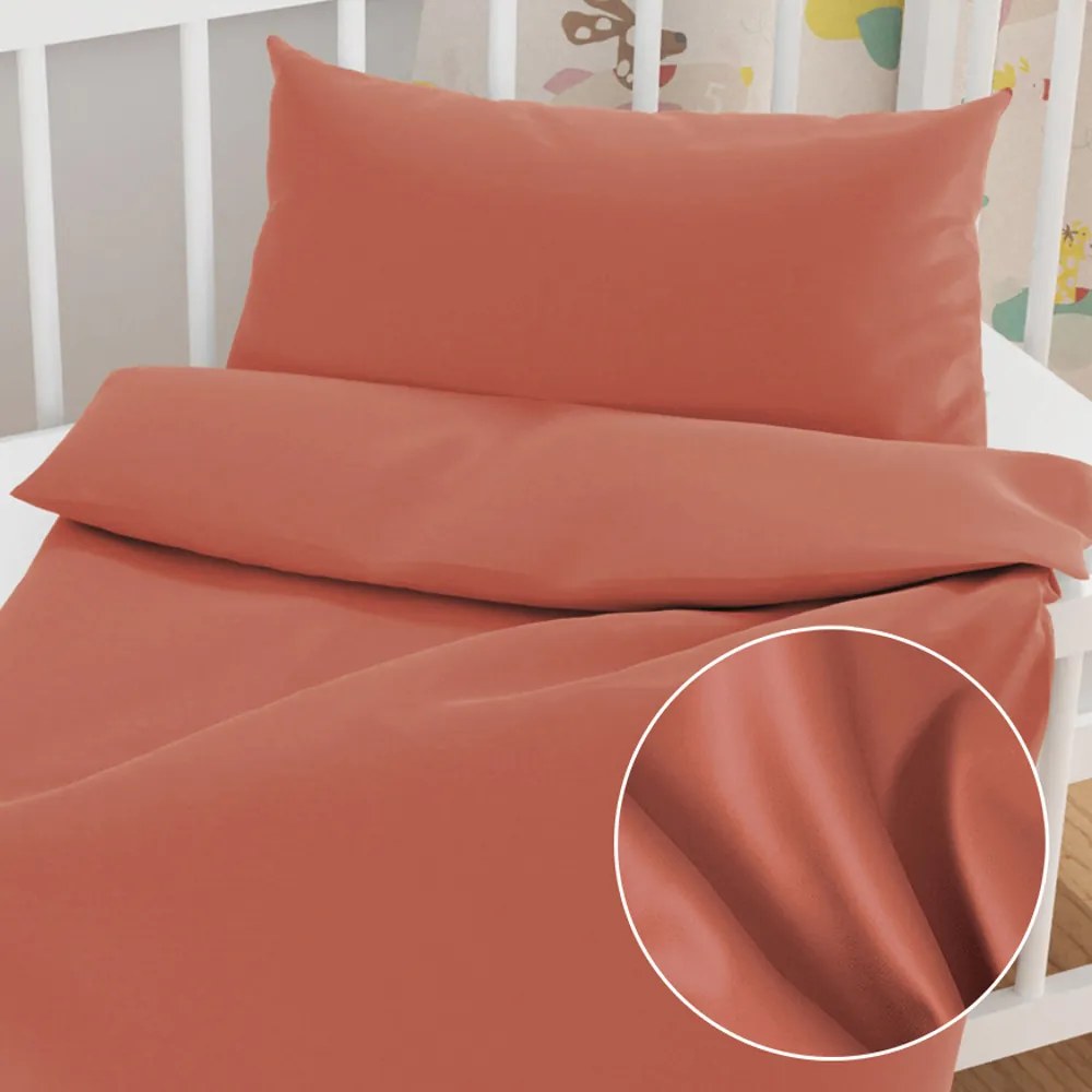 Biante Detské saténové posteľné obliečky do postieľky ST-011 Tehlové Do postieľky 90x140 a 50x70 cm