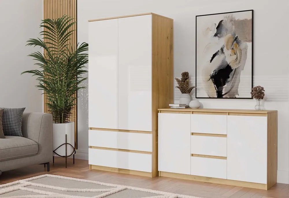 Komoda Malwa 2D3S 120 cm dub artisan/bílá