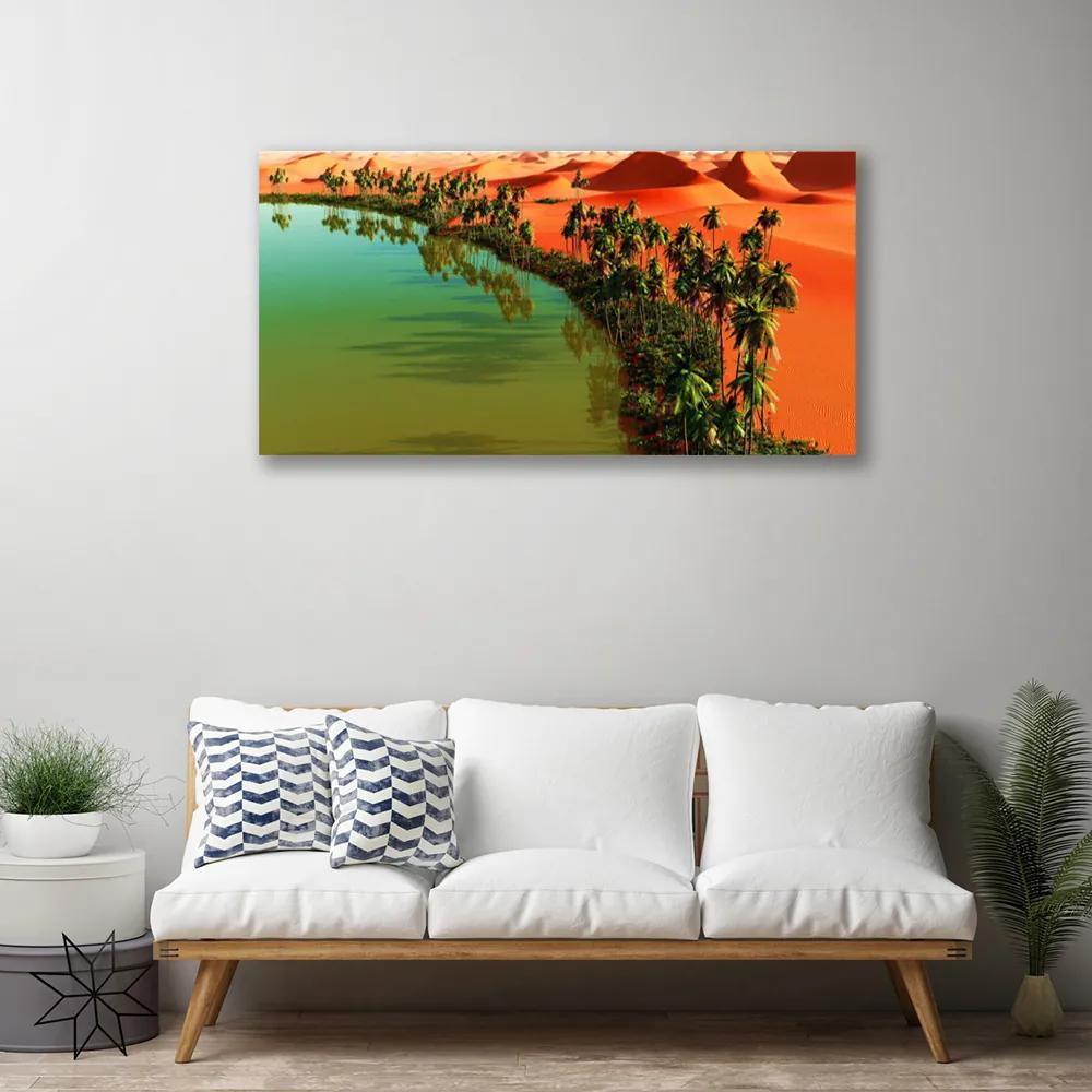 Obraz Canvas Jazero púšť palmy 120x60 cm