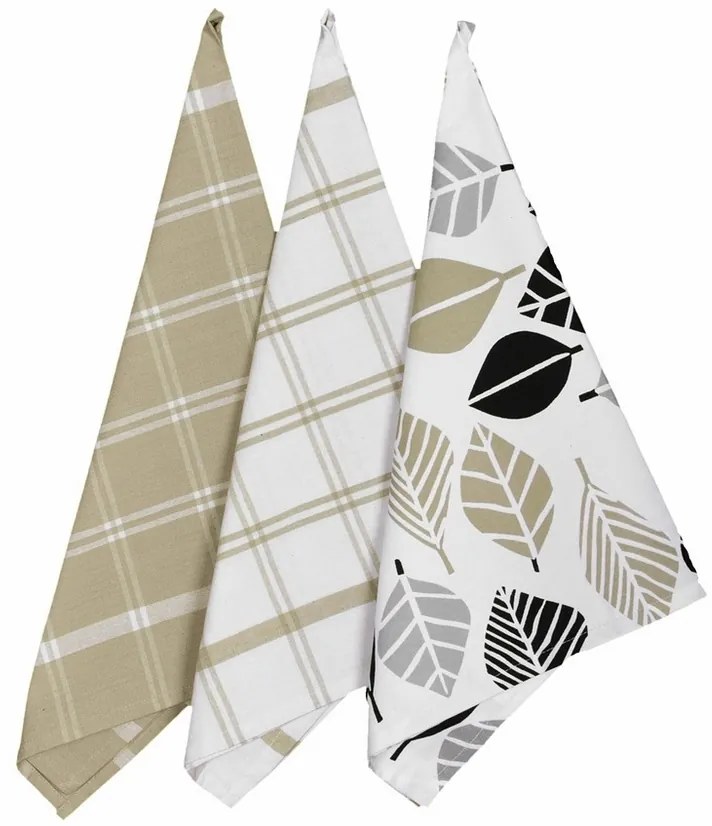 Forbyt Kuchynská utierka Leaves, 45 x 70 cm, sada 3 ks