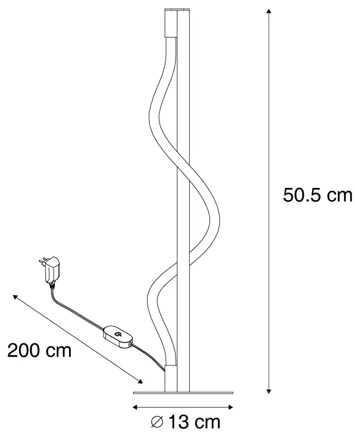 Moderná stolná lampa čierna vrátane LED s 3-stupňovým stmievaním - Twirl