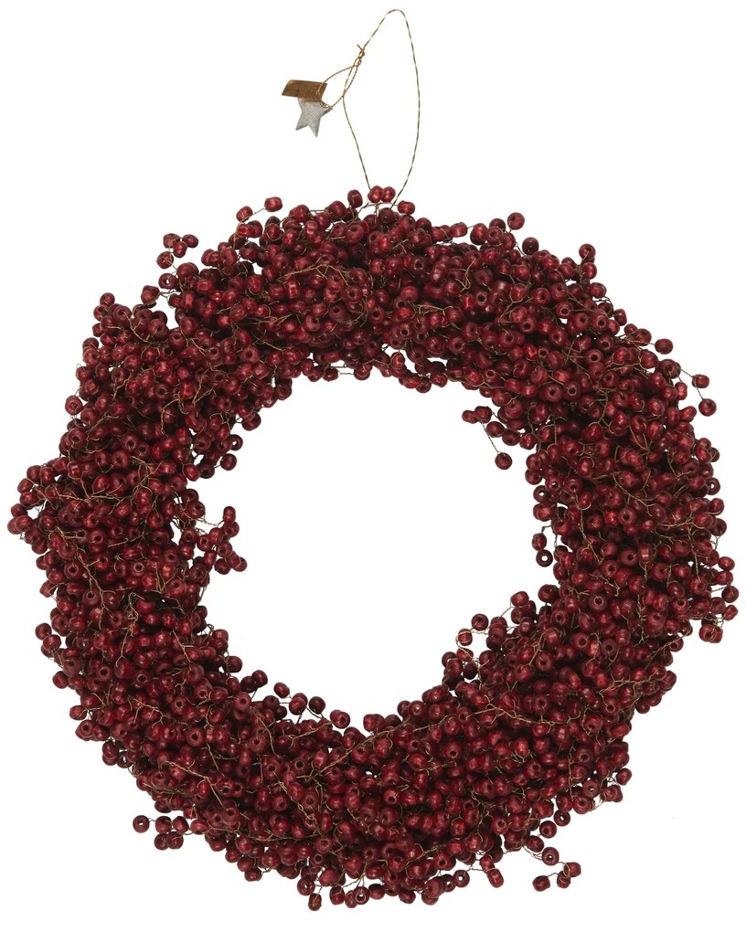 Ib Laursen Korálkový venček Wooden Beads Red Ø 25 cm