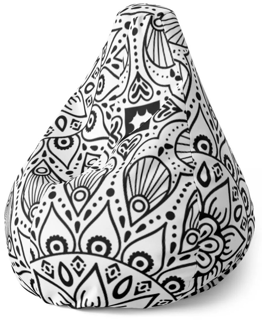 Sablio Sedací vak Pear Biele mehendi - 140 x 100 x 25 cm