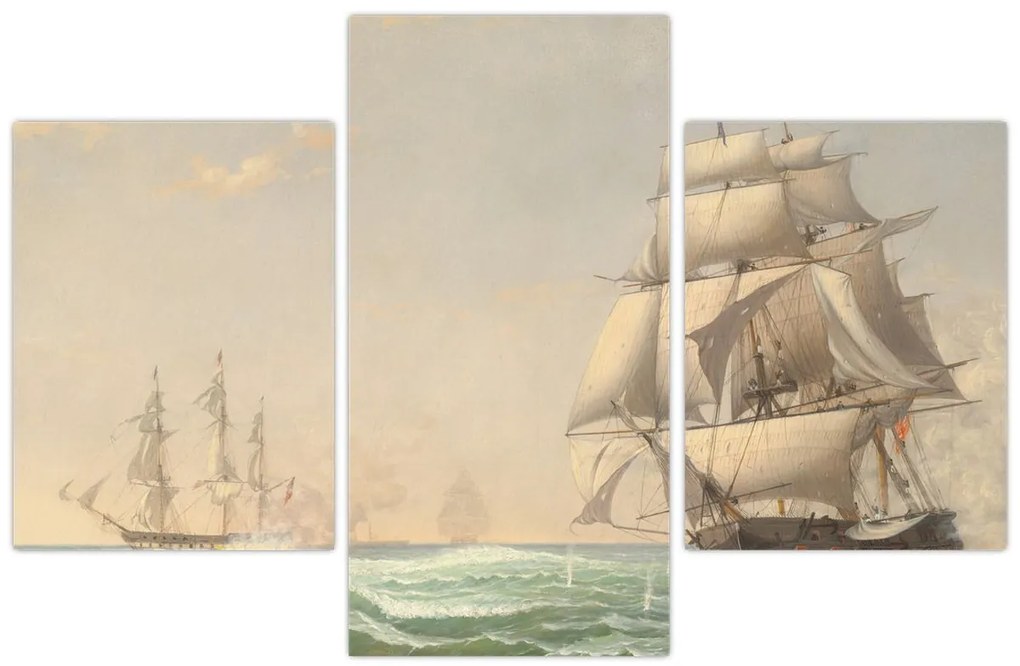 Obraz - Fitz Henry Lane, The United States Frigate President Engaging the British Squadron, reprodukcia (90x60 cm)