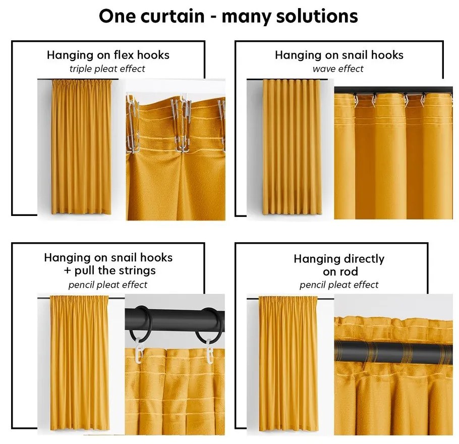 Zamatový dimout záves v horčicovej farbe 400x270 cm Velto – Filumi