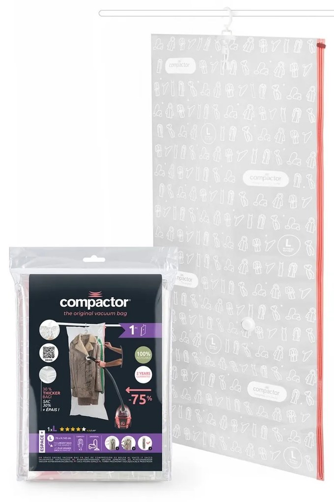 Compactor Vákuový závesný vak na šaty Compactor Espace L, 70 x 145 cm, 1 ks