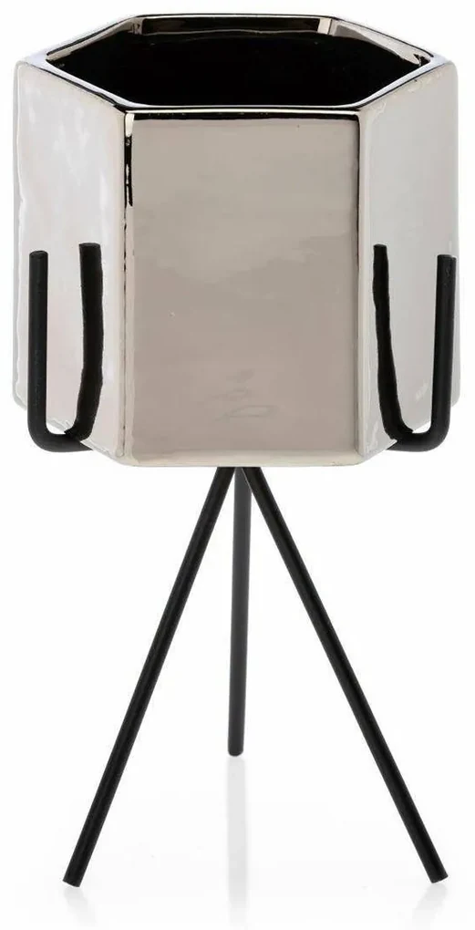 Kvetináč na stojane Sashi 21 cm strieborný