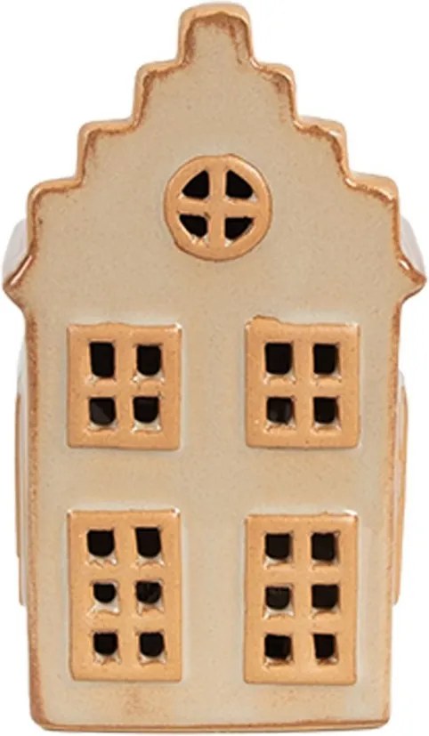 Béžový porcelánový svietiaci domček - 6*6*11 cm