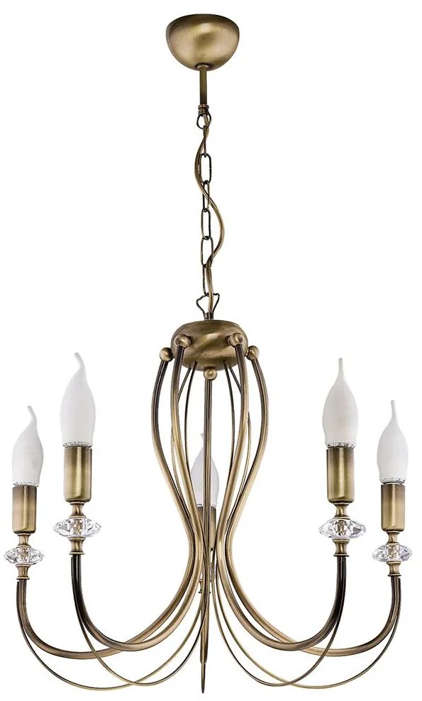 Jupiter 1611 - Luster na reťazi MELODY 5xE14/40W/230V mosadz patina