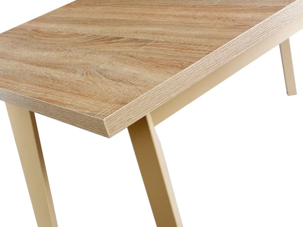 Stôl so 6 stoličkami - AL43, Morenie: dub artisan L, Poťahové látky: Hygge D20, Farby nožičiek: čierna