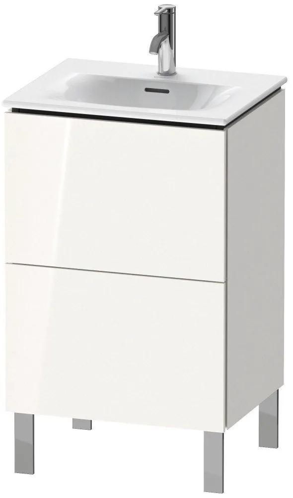 DURAVIT L-Cube stojaca skrinka pod umývadlo na nožičkách, 2 zásuvky, 520 x 421 x 856 mm, biela vysoký lesk, LC659402222