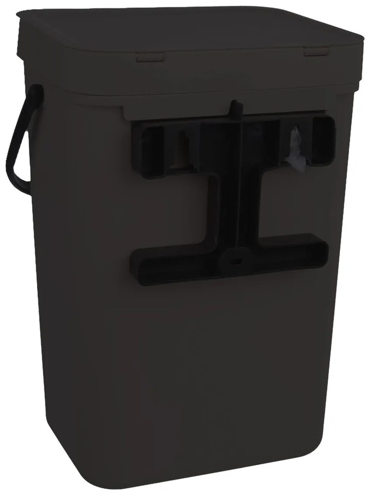 Závěsný odpadkový koš na dvířka, s víkem 10l - černý