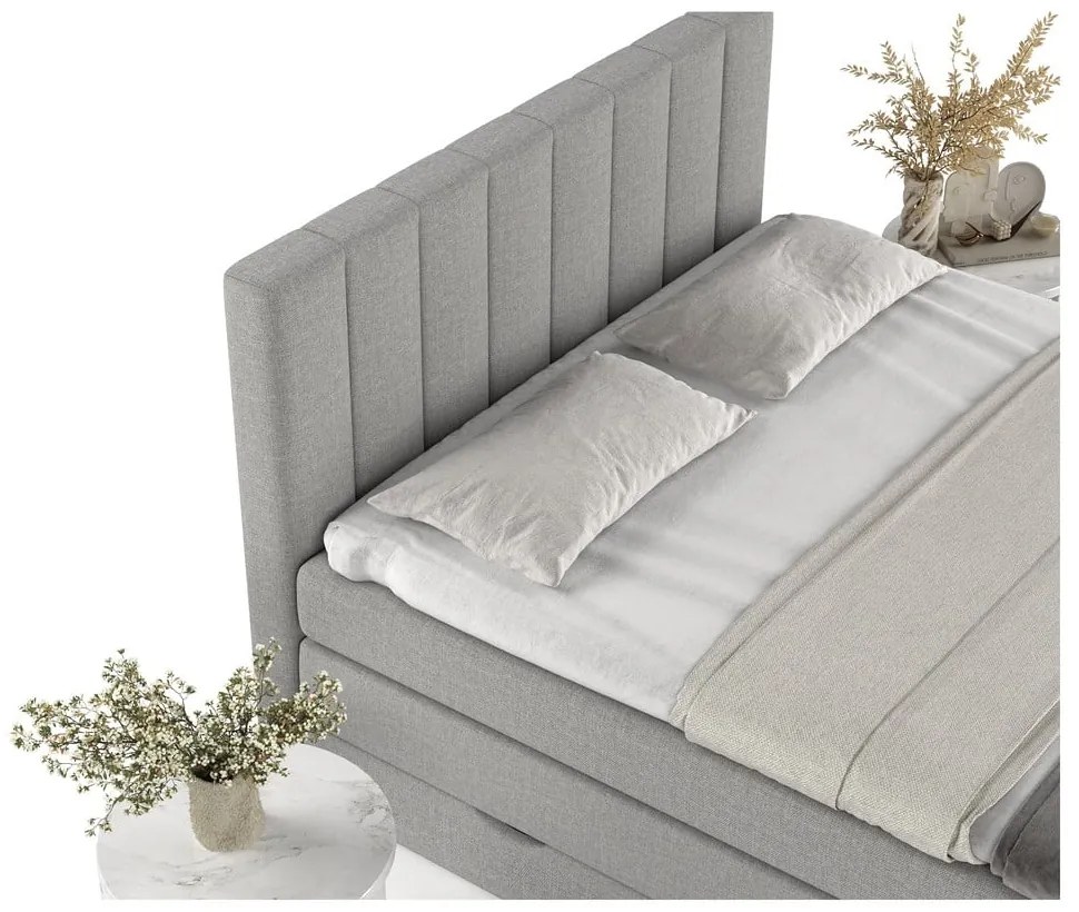 Svetlosivá boxspring posteľ s úložným priestorom 200x200 cm Ruby – Maison de Rêve