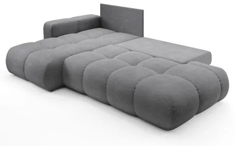 Rozkladacia rohová čalúnená sedacia súprava s úložným priestorom do tvaru L ALMADA ľavá sivá