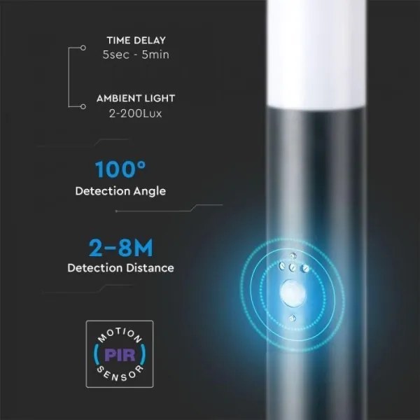 Vonkajšia lampa so senzorom 1xE27/60W/230V IP44 80cm antracit