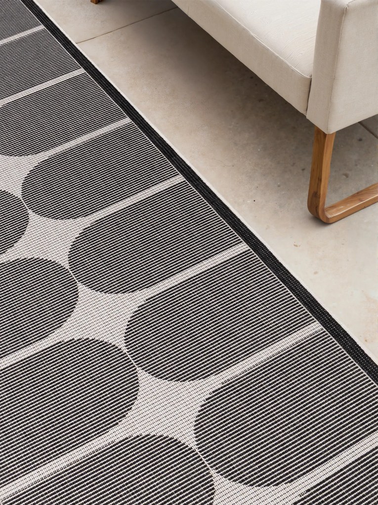 NORTHRUGS, Koberec behúň Duet Bowen 106244 Black/White - na von aj na doma, 80x250, čiernobiela, chodba / predsieň