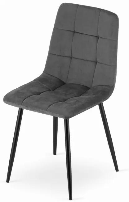 Jedálenská stolička KARA zamat sivá (čierne nohy)