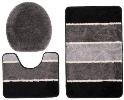Sada kúpeľňových koberčekov MULTI C5019 čierny, sivý list