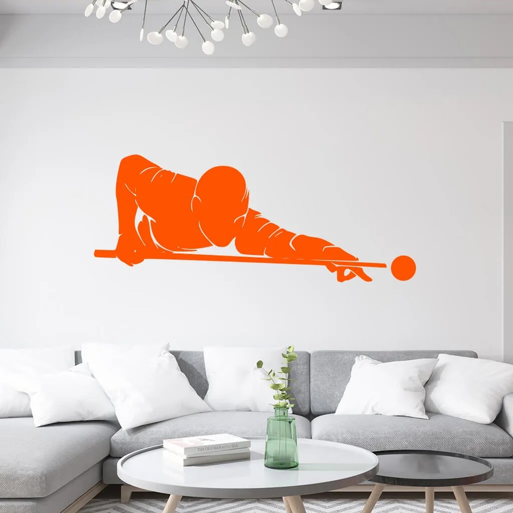 Veselá Stena Samolepka Hráč biliardu Farba: oranžová, Veľkosť: 100 x 39 cm