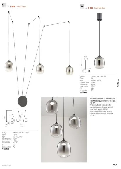 Redo 01-3486 - LED luster na lanku KHADI LED/6W/230V CRI90 pr.12 cm čierna/dymová