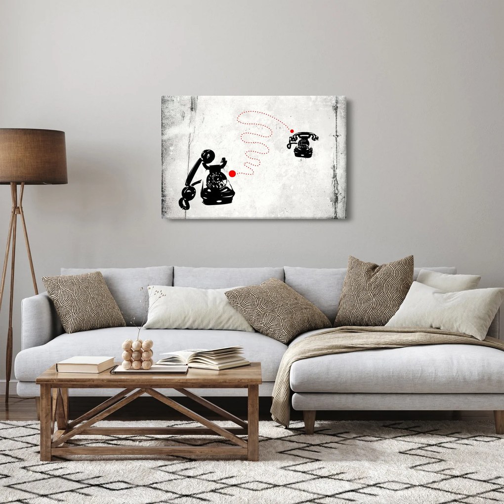 Obraz - Kresba telefónu na štýl Banksyho (90x60 cm)