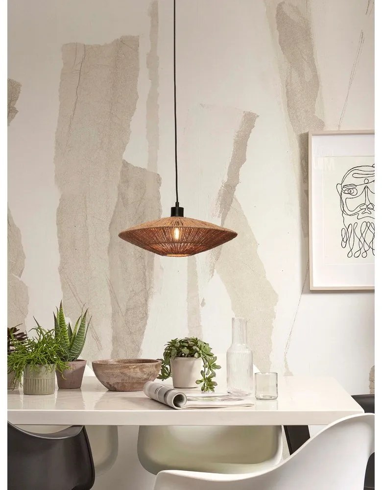 Závesné svietidlo s tienidlom z juty v prírodnej farbe ø 40 cm Iguazu – Good&amp;Mojo