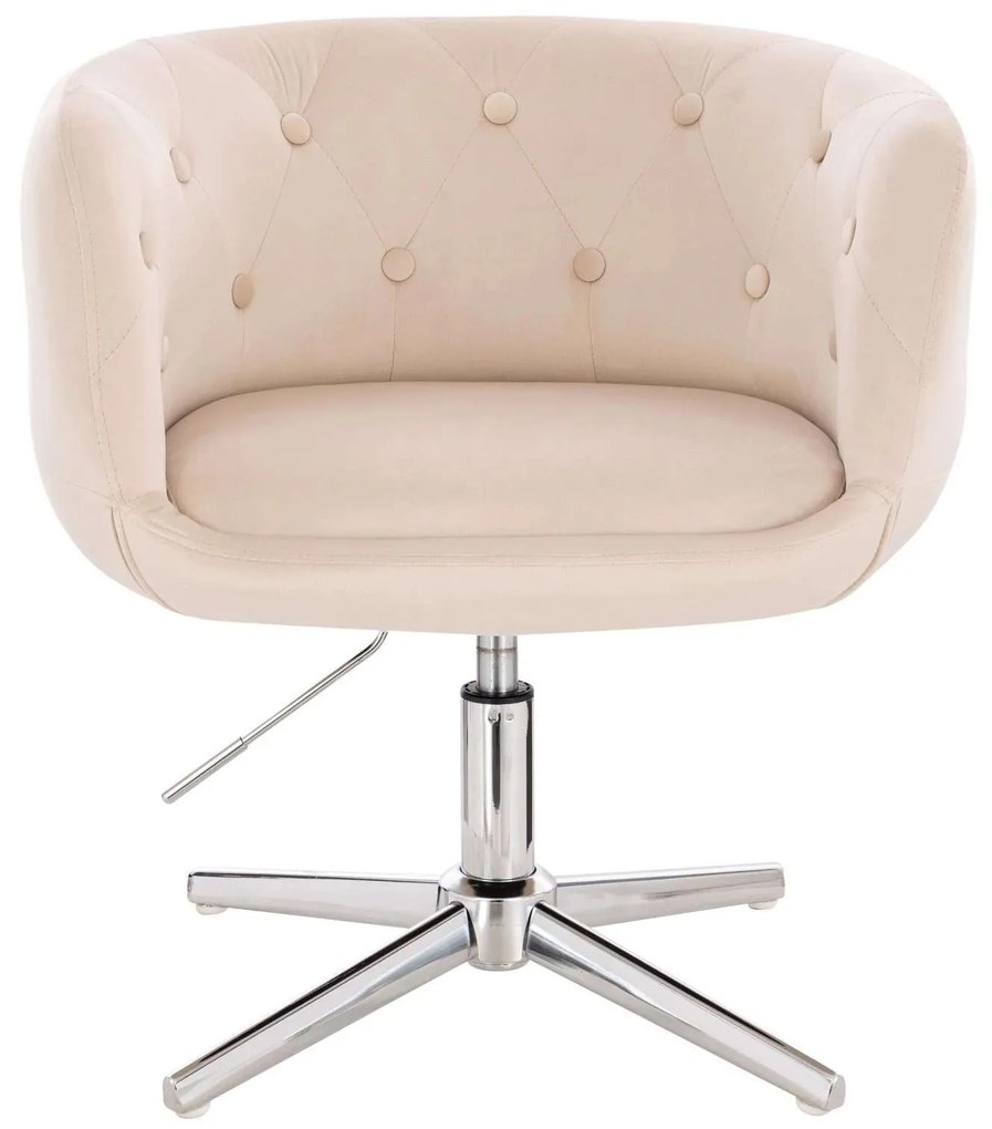LuxuryForm DESIGN Kreslo MONTANA VELUR na striebornom kríži - krémové