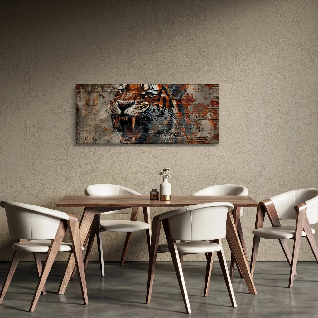 Obraz - Tiger z tehál (120x50 cm)