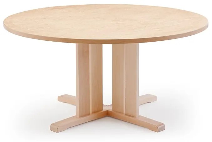 Stôl KUPOL, okrúhly, Ø1300x720 mm, linoleum - béžová, breza