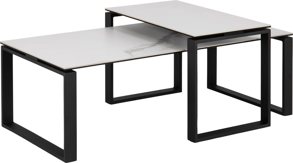 XXXLutz SADA KONFERENČNÝCH STOLÍKOV, čierna, biela, kov, sklo, 115/55/45 cm MID.YOU - Stolíky do obývačky - 001749012006