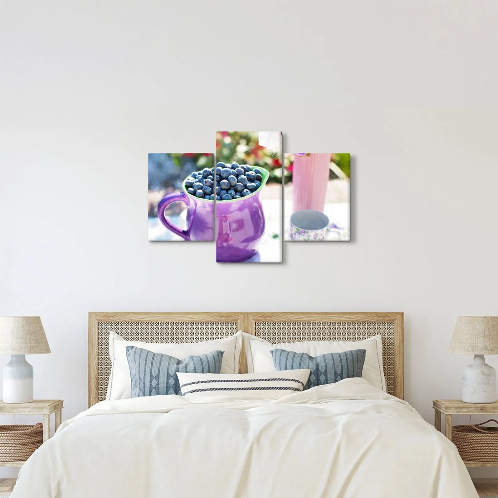 Obraz - čučoriedky v hrnčeku (90x60 cm)