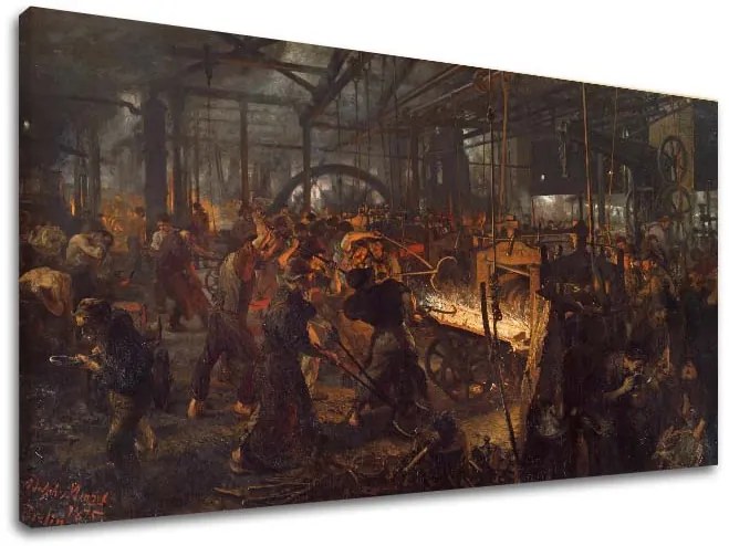 Obraz na plátne Adolph Menzel - Valcovňa železa | rôzne rozmery