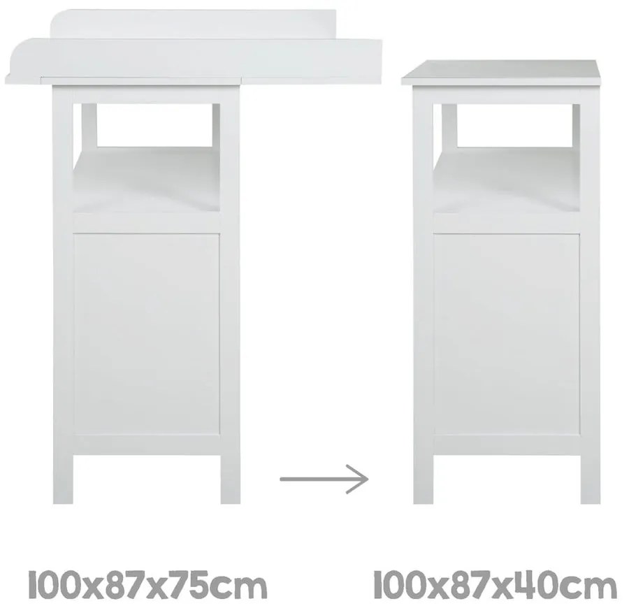 Biela detská komoda s prebaľovacím pultom 75x100x87 cm Hamburg – Roba