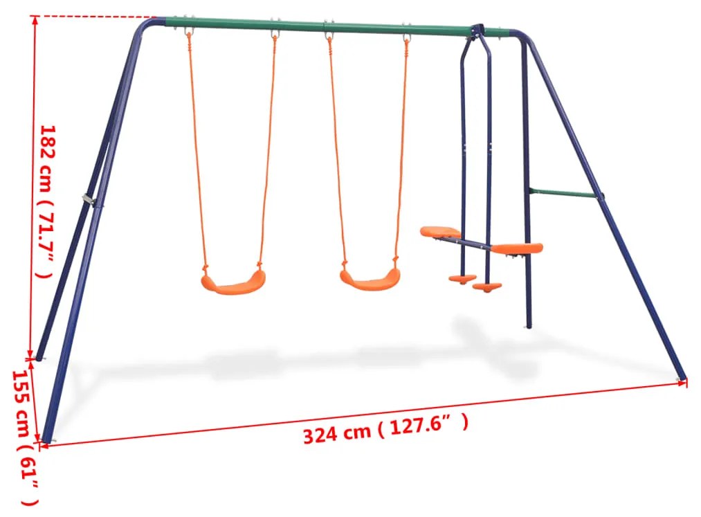 Súprava hojdačiek so 4 sedadlami, oranžová