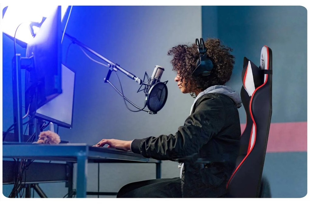 Herné kreslo Sofotel Miss Fortune 2593 - čierno-červeno-biela