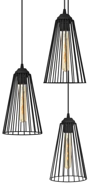 Luster na lanku TORRI 3xE27/15W/230V čierna