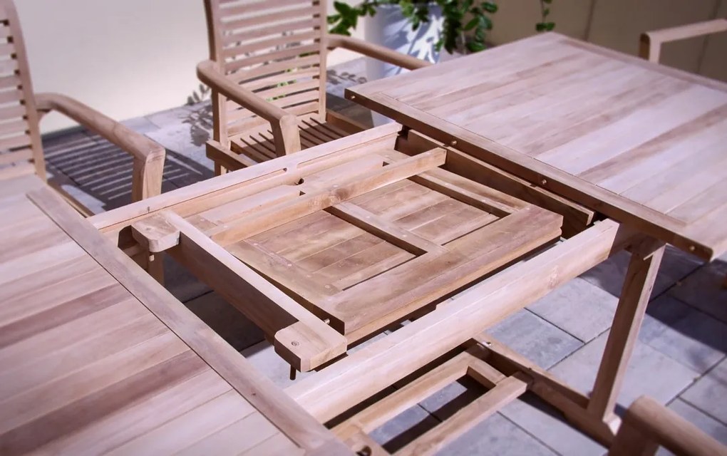 TEXIM FAISAL I. - záhradný jedálenský set 1+6 s hranatým stolom, teak