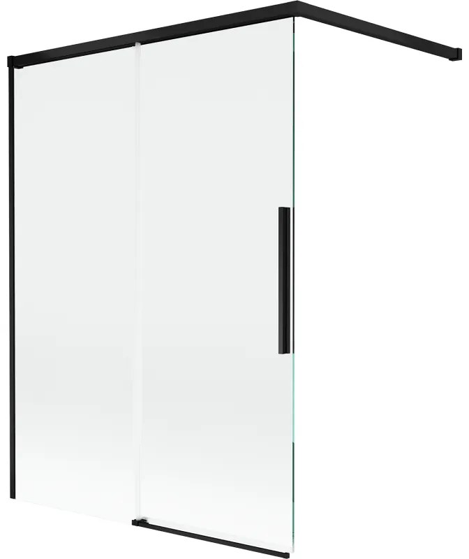 Mexen Rox, 2-krídlová posuvná vaňová zástena 120 x 150 cm, 8mm číre sklo, čierny matný profil, 8C9-120-003-70-00