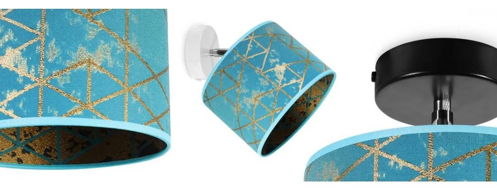 Nástenné svietidlo WERONA 4, 1x modré textilné tienidlo so vzorom, (výber z 2 farieb konštrukcie - možnosť polohovania), G