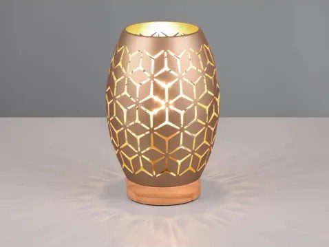 Stolová lampa Bidar 21 cm, medený kov/drevo%