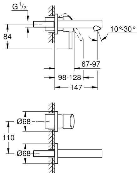 GROHE 19575001 - Umývadlová dvojotvorová batéria CONCETTO 147 mm lesklý chróm
