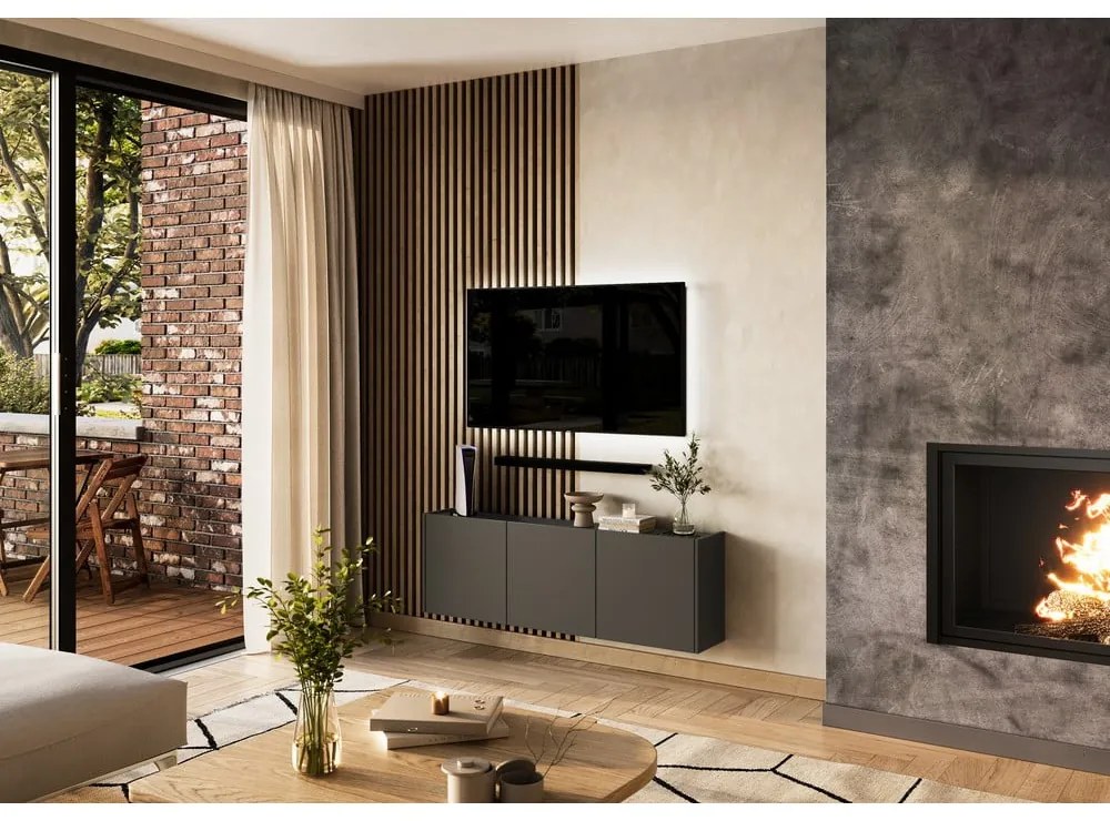 Antracitový TV stolík 138x45 cm Piana – Germania