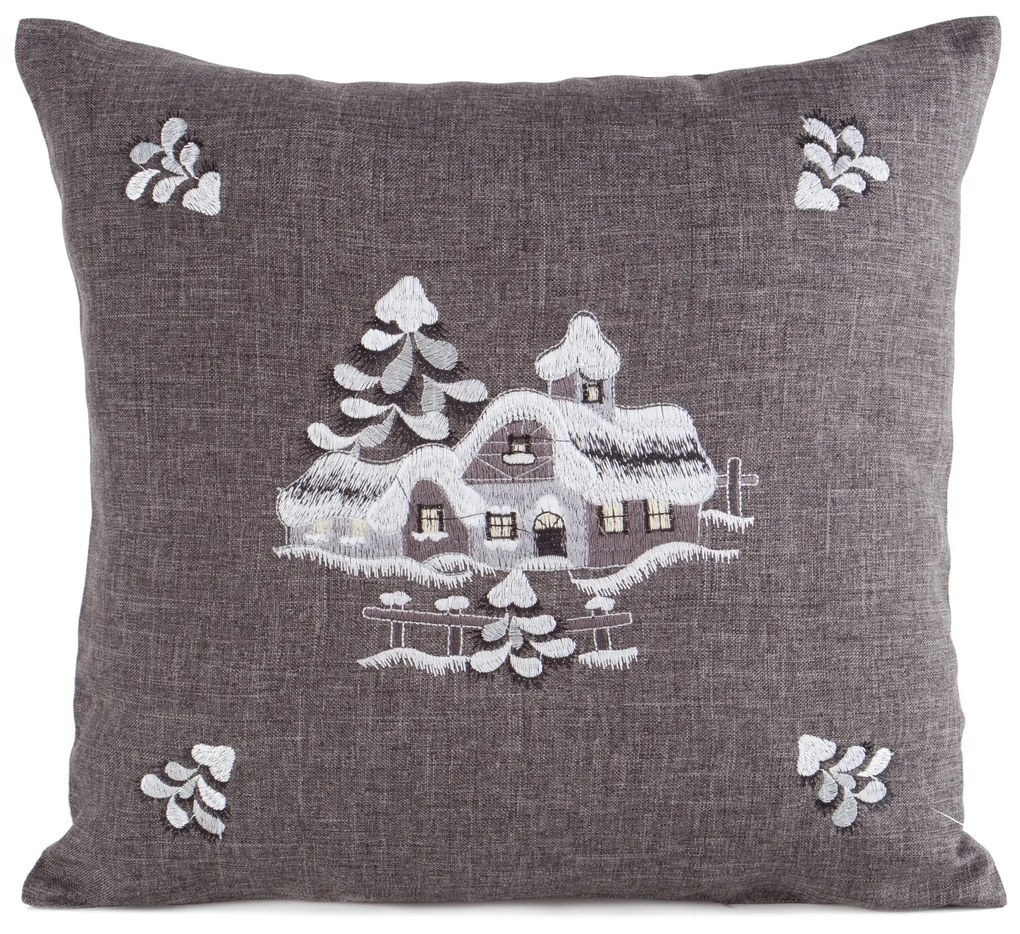 VIANOČNÁ DEKORAČNÁ OBLIEČKA NA VANKÚŠ VILLAGE 45X45 CM VZOROVANÁ