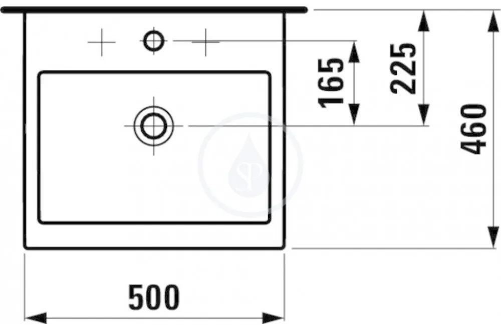 LAUFEN Living Umývadlo, 500 mm x 460 mm, biela – 1 otvor na batériu, stredový H8174310001041